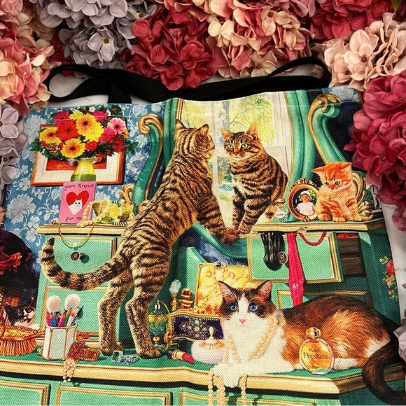 Eco-Friendly Cats Playing Dress Up Folding Tote Bag - Picture 10 of 16
